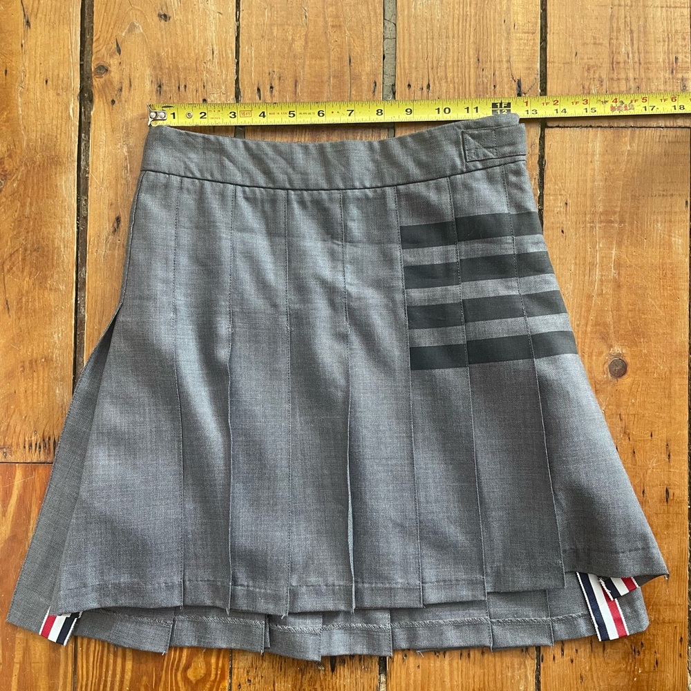 Thom Browne Schoolgirl Pleated Miniskirt with Stripes
